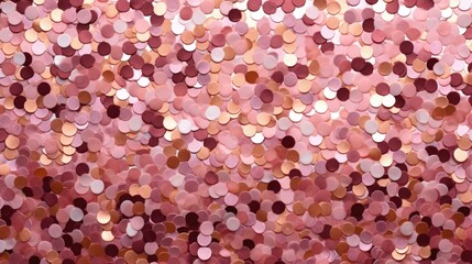 A festive and lively pink and gold background with shimmering confetti. Generative AI.