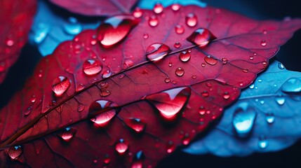 Fototapeta premium dew covers the red petals, dew drips, rainwater