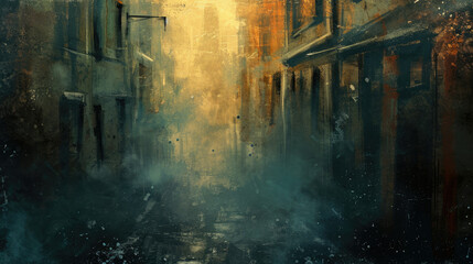 Painting of City Street at Night, A Vivid and Captivating Artwork Depicting Urban Life After Dark