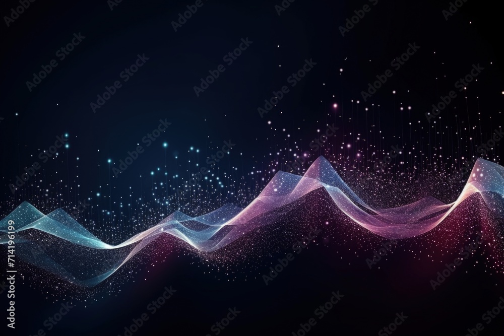 Wall mural abstract digital wave background with particles.