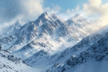 Fototapeta na wymiar natural landscape with snowy mountains