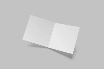 Blank Square Bifold Brochure On Gray Background