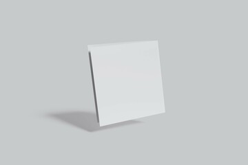 Blank Square Bifold Brochure On Gray Background
