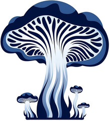Obraz premium Funky Mushroom Design with Blue and White Dots on Isolated Background