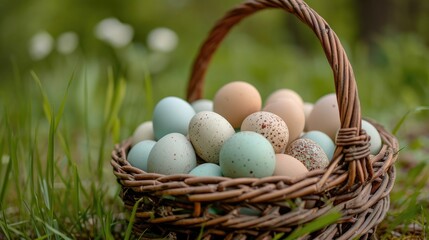 A basketful of freshly picked chicken eggs. Generative AI
