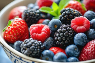 "Bowl of vibrant mixed berries, highlighting nutritional richness."