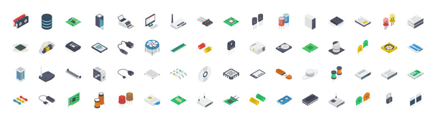 computer and hardware icons vector illustration