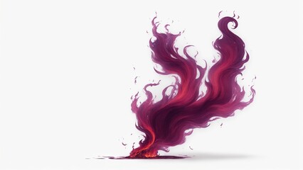 Obraz premium Maroon flame magic fire on white background