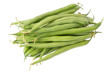 Green beans isolated on a white background. Healthy vegetables.