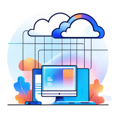 Cloud computing concept. Illustration in flat style. Cloud computing concept.