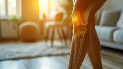 Swelling of knee joint generative ai - obrazy, fototapety, plakaty