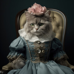 Nice looking cat dressed in vintage clothes