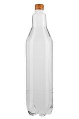 Empty plastic bottle isolated on white background. File contains clipping path.