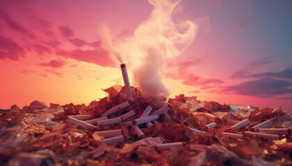 Nicotine addiction concept surreal design. - obrazy, fototapety, plakaty