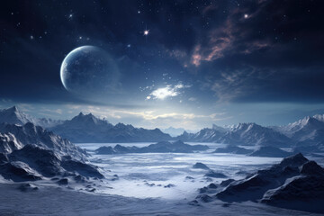 Obraz premium Night starry sky and mystical shape astral travel symbolic background