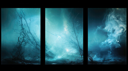 Night terror concept surreal triptych composition painting background
