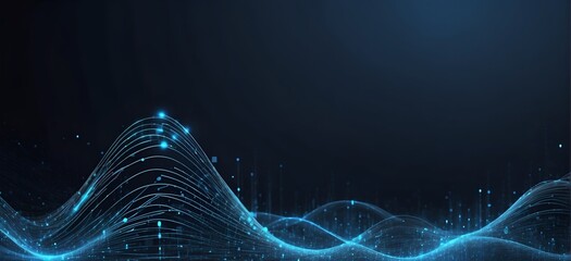 Abstract technology wave. Flow of particles. Big data transfer visualization. connection data.