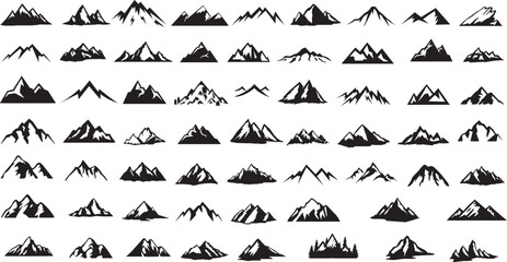 Mountains set. Set of rocky mountains silhouette.