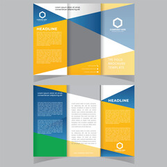 blue white tri fold brochure print template abstract-trifold-brochure-template-with-front backbusiness-brochure-polygonal-style