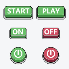 Start initiates, play triggers actions, on and off controls, and power supplies energy in the gaming world