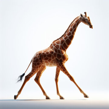 Giraffe, Giraffidae, Jirafa, Cute curiosity giraffe. Isolated on White background. 