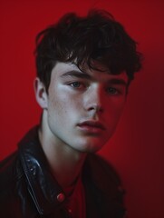 Obraz premium Fashion Model in Vibrant Men Vivid Color Portrait