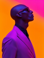 Fashion Model in Vibrant Men Vivid Color Portrait