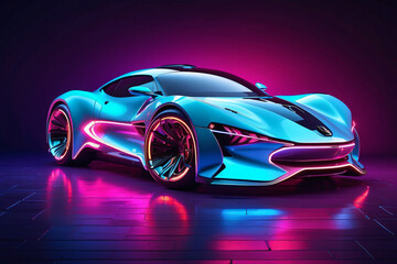 Obraz na płótnie Canvas futuristic car with neon lighting style