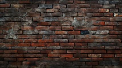 Old brick wall background, dark colors grunge texture or pattern for design. Generative ai