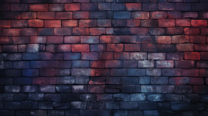 Old brick wall background, dark vibrant colors grunge texture or pattern for design. Generative ai