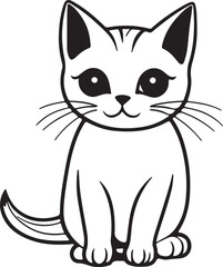 black and white cat cartoon illustration vector silhouette