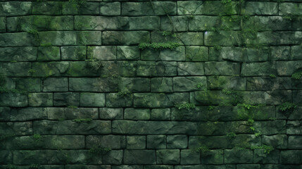 Old brick wall background, forest green grunge texture or pattern for design. Generative ai