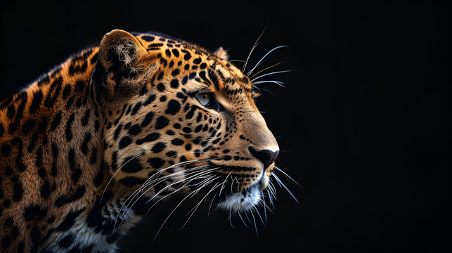 Leopard On Isolated Black Background, World Animals Day, International Wildlife Day, Jungle Day, National Animals, Jungle life, Generative Ai