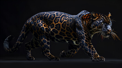 Panther On Isolated Black Background, World Animals Day, International Wildlife Day, Jungle Day, National Animals, Jungle life, Generative Ai