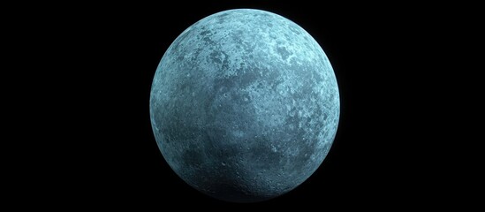 3D illustration showing Umbriel moon of Uranus, isolated on black background, as cosmos art.