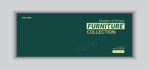 Modern Furniture Collection of unique minimalist design. Web banner, flyer or poster social media post template design. Digital advertising banner promotion of vector.
