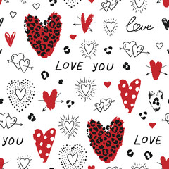 Valentine's day hearts vector seamless pattern.