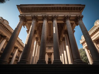 Obraz premium Monumental classical building with towering columns and a grand staircase