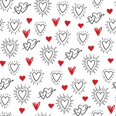 Fototapeta na wymiar Valentine's day hearts vector seamless pattern.