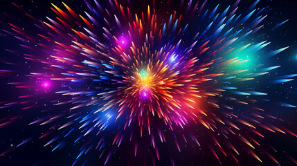 Abstract Firework Sprays on Starry Backdrop, Galaxy Background HD