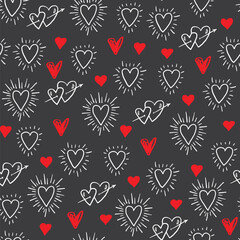 Valentine's day hearts vector seamless pattern.