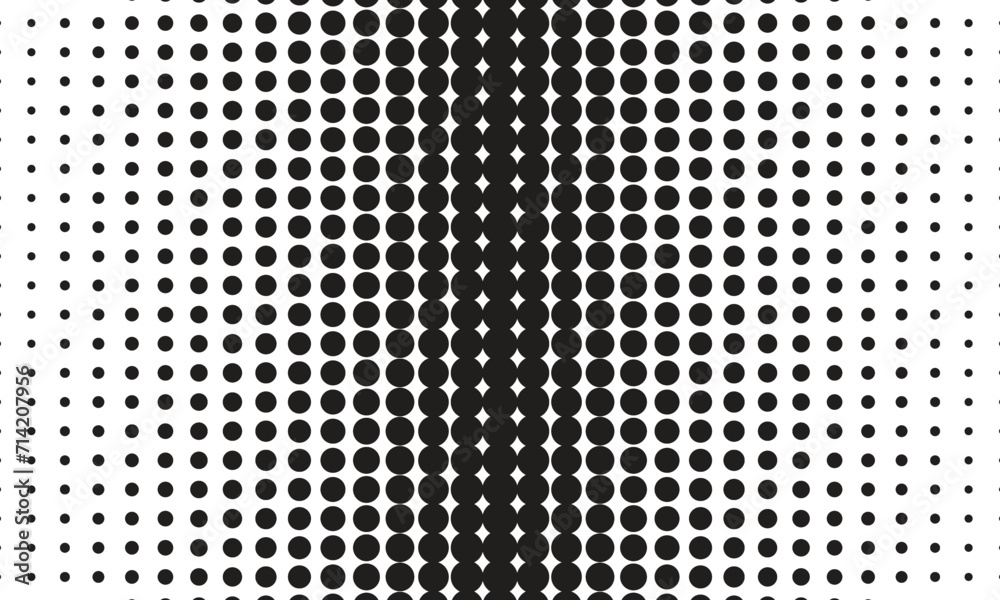 Poster abstract seamless minimalistic thin to thick black halftone dot pattern.