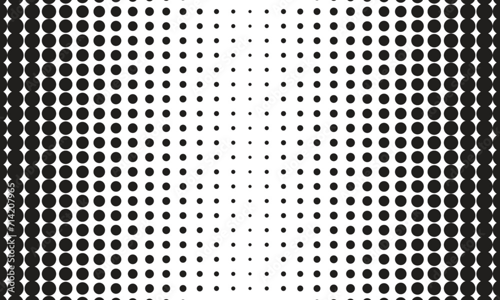 Poster abstract seamless minimalistic thin to thick black halftone dot pattern art.