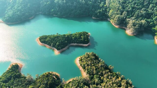 Aerial View of Hong Kong&rsquo;s Natural Scenery around Shing Mun Reservoir