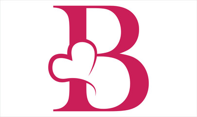 Vector Vintage floral monogram letter B. Calligraphy element heart logo Valentine card flourish frame. Hand drawn Love sign for page decoration and design illustration. © Madiha Shaheen