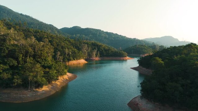 Aerial View of Hong Kong&rsquo;s Natural Scenery around Shing Mun Reservoir