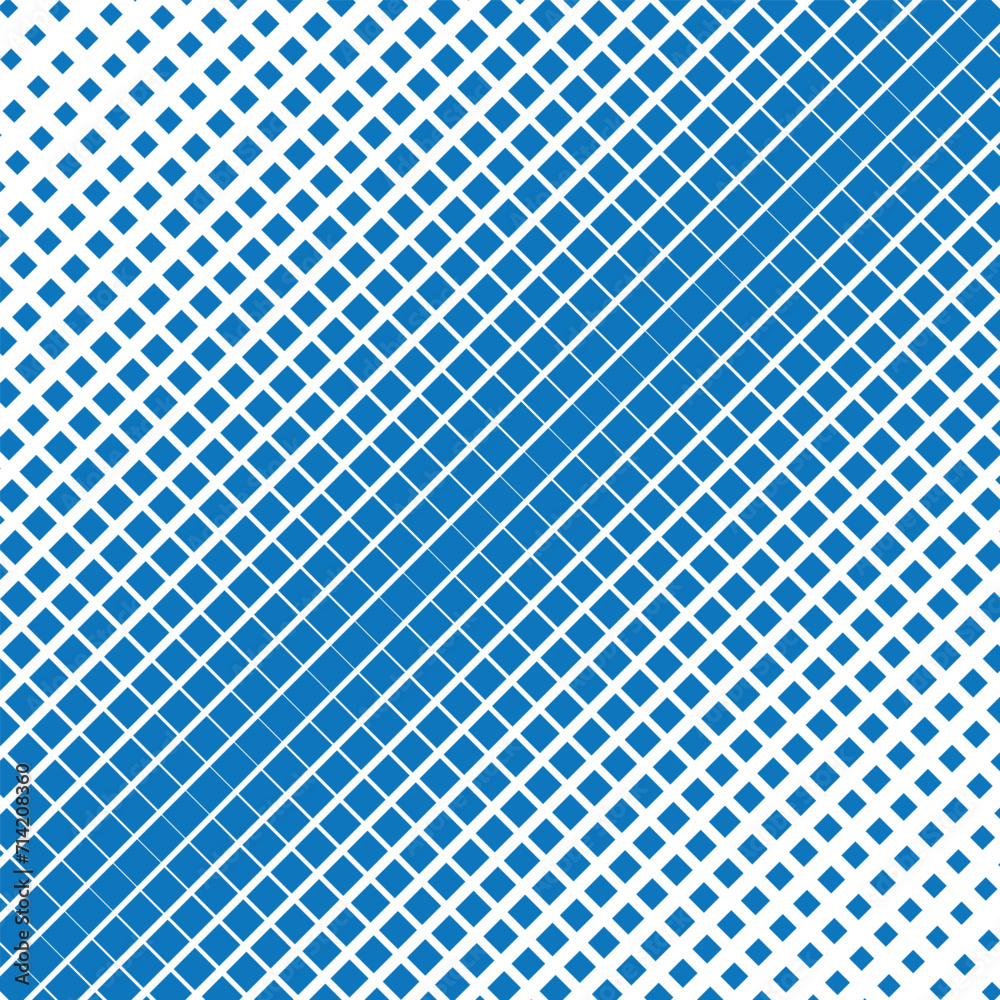 Poster abstract seamless minimalistic blue diagonal rectangle halftone dot pattern.