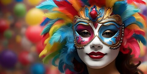portrait of a woman in carnival mask,ai generated,ai generated