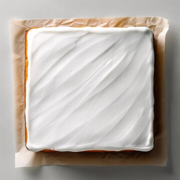 plain white sheet cake ariel view on plain su