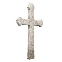 3d render marble cross grave stone isolated